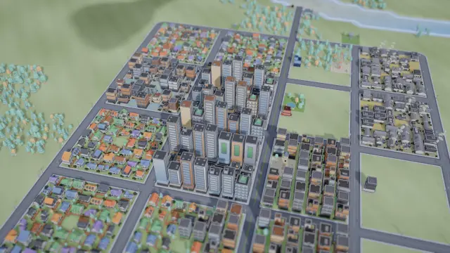 Downtown towers surrounded by suburbs