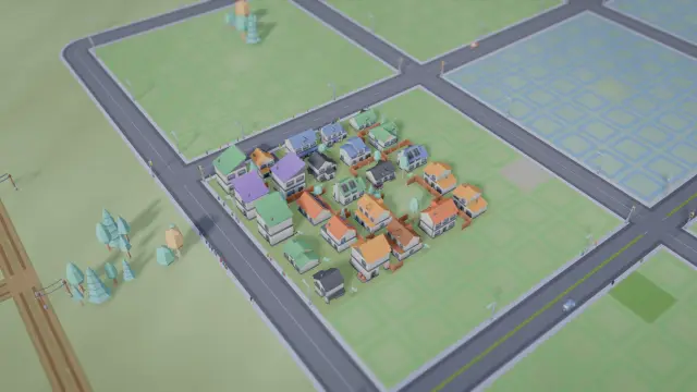A small suburban village at the start of the day